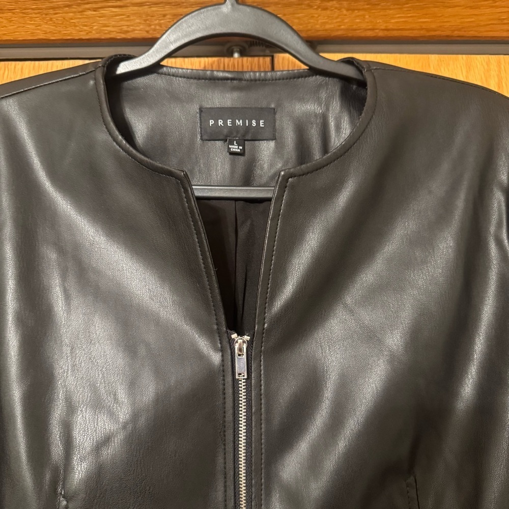 Sleek Black Faux Leather Jacket - Picture 2 of 5